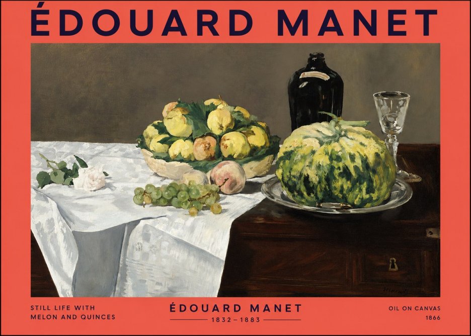 Édouard Manet Still Life with Melon and Quinces No2 - Juliste