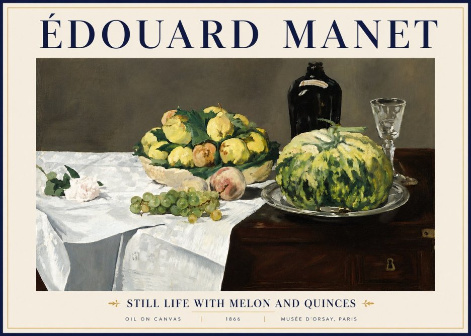 Édouard Manet Still Life with Melon and Quinces No5 - Juliste