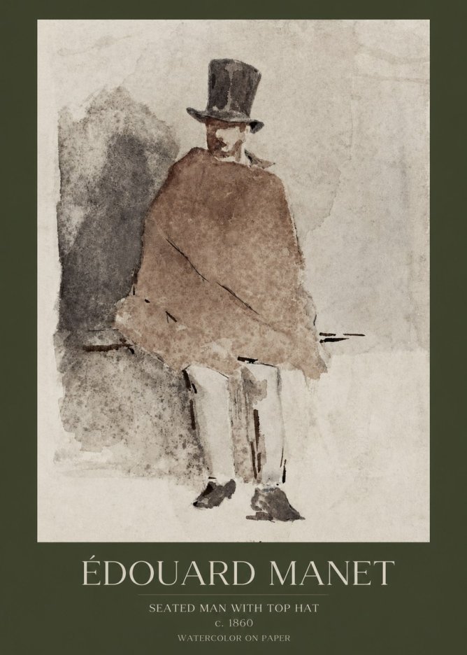 Édouard Manet Seated Man with Top Hat No1 - Juliste