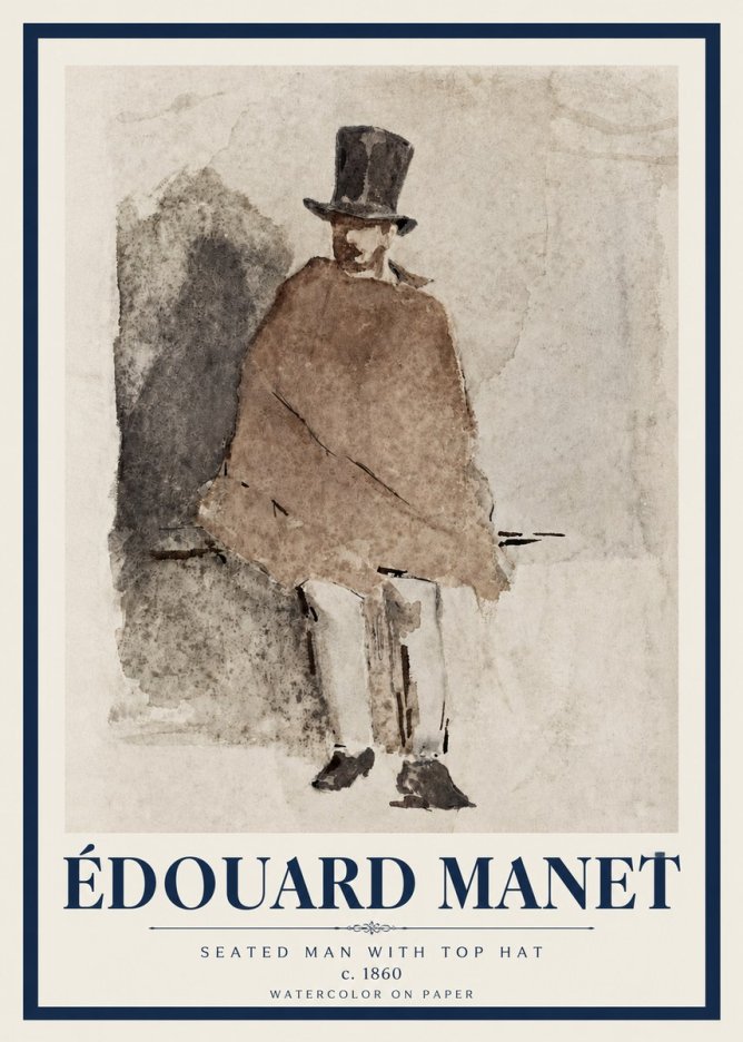 Édouard Manet Seated Man with Top Hat No3 - Juliste