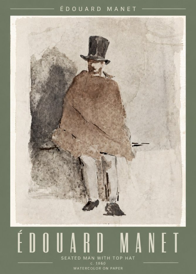 Édouard Manet Seated Man with Top Hat No4 - Juliste