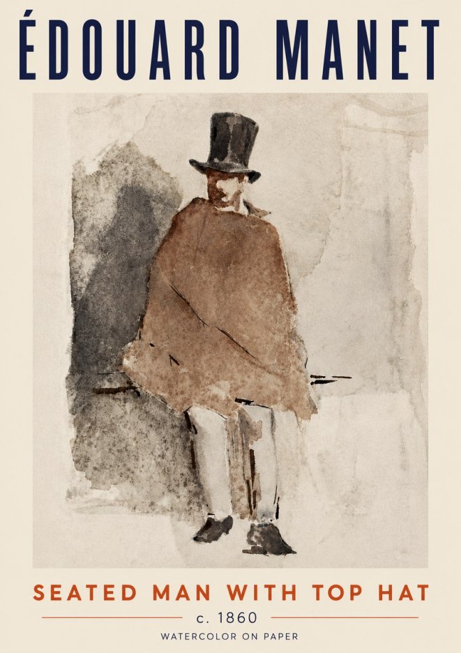 Édouard Manet Seated Man with Top Hat No5 - Juliste