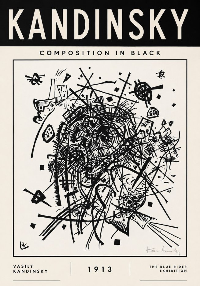 Kandinsky Composition in Black No3 - Juliste