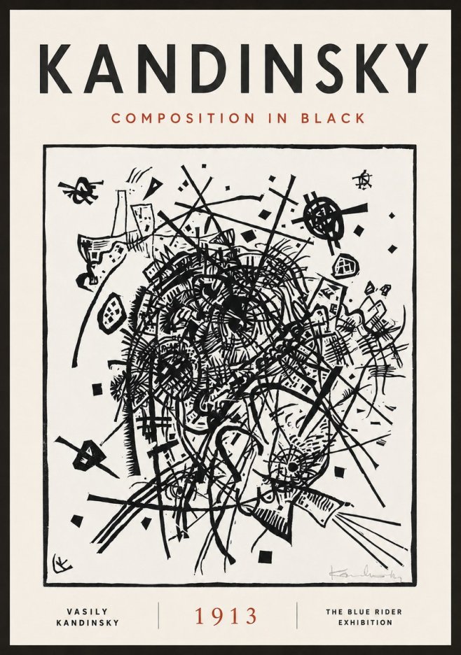 Kandinsky Composition in Black No4 - Juliste