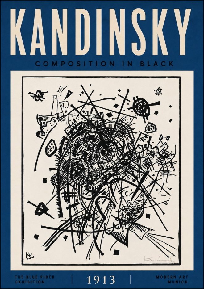 Kandinsky Composition in Black No5 - Juliste