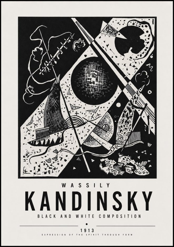 Kandinsky Black and White Composition No5 - Juliste