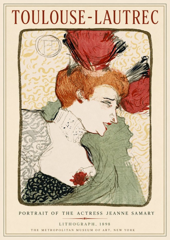 Toulouse-Lautrec Portrait of the Actress Jeanne Samary No6 - Juliste