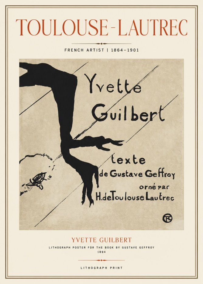 Toulouse-Lautrec Yvette Guilbert No1 - Juliste