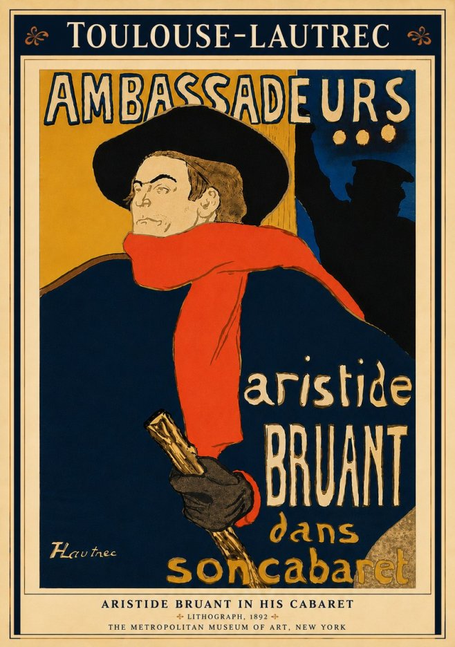 Toulouse-Lautrec Aristide Bruant in His Cabaret I No6 - Juliste