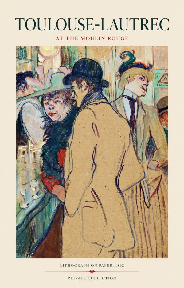 Toulouse-Lautrec At the Moulin Rouge II No1 - Juliste