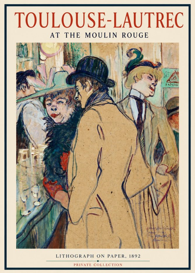 Toulouse-Lautrec At the Moulin Rouge II No2 - Juliste