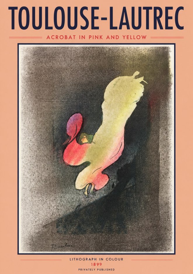 Toulouse-Lautrec Acrobat in Pink and Yellow No2 - Juliste