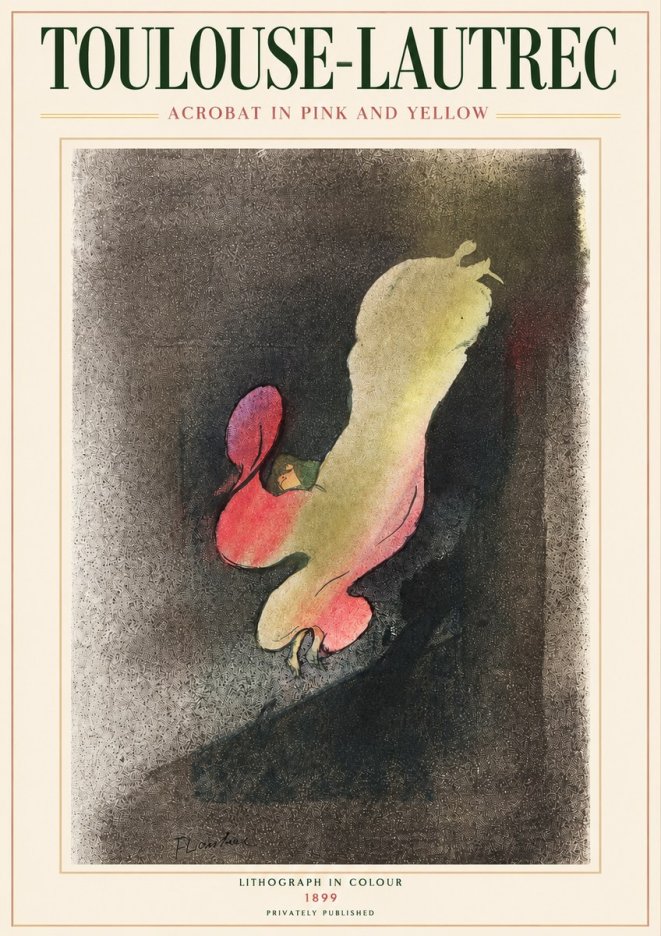 Toulouse-Lautrec Acrobat in Pink and Yellow No3 - Juliste