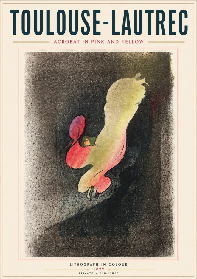 Toulouse-Lautrec Acrobat in Pink and Yellow No5 - Juliste