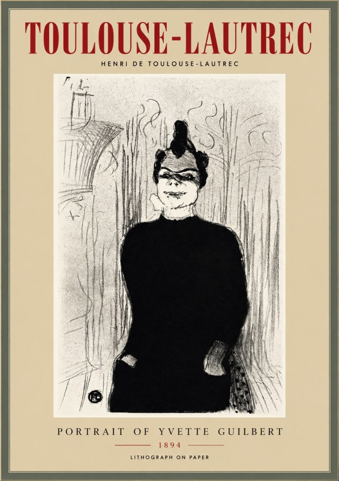 Toulouse-Lautrec Portrait of Yvette Guilbert No3 - Juliste