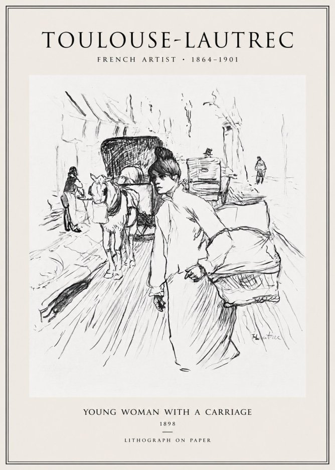 Toulouse-Lautrec Young Woman with a Carriage No1 - Juliste