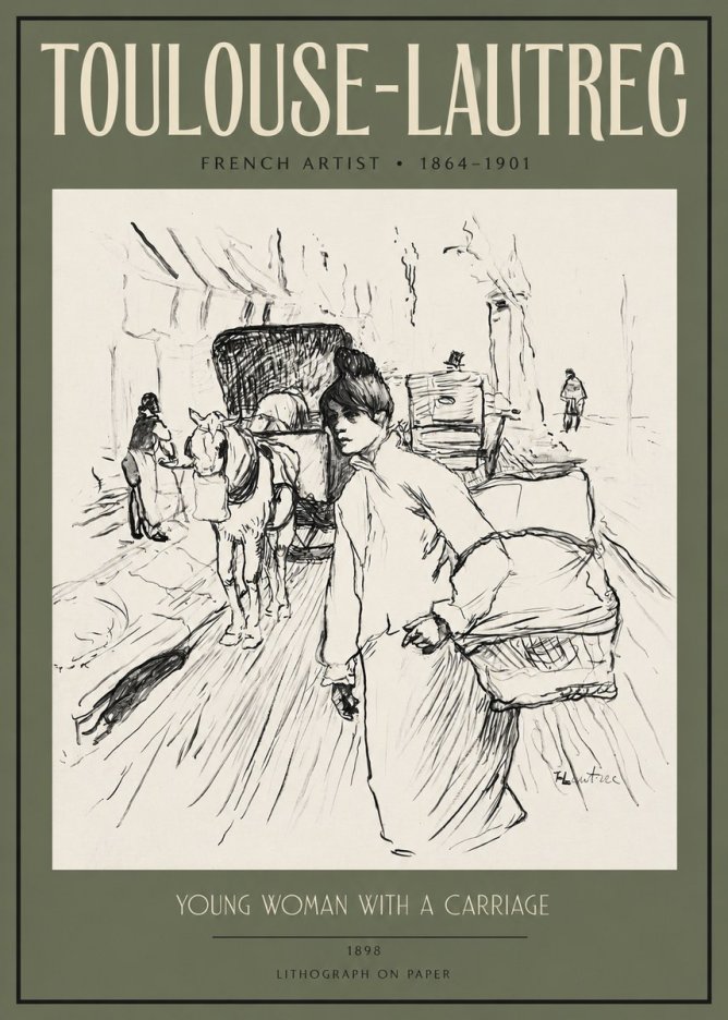Toulouse-Lautrec Young Woman with a Carriage No2 - Juliste