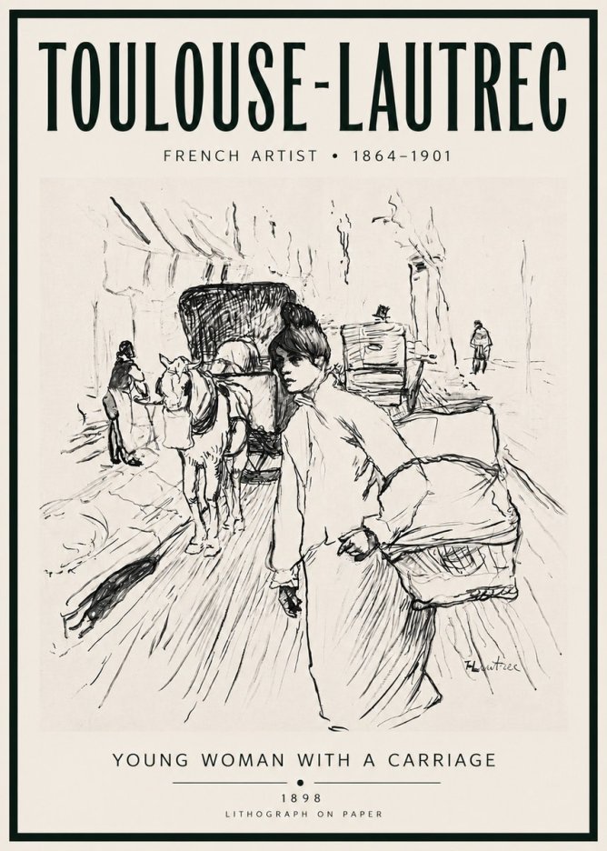 Toulouse-Lautrec Young Woman with a Carriage No4 - Juliste