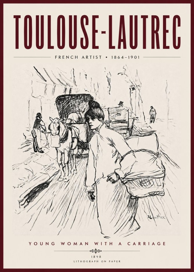 Toulouse-Lautrec Young Woman with a Carriage No5 - Juliste