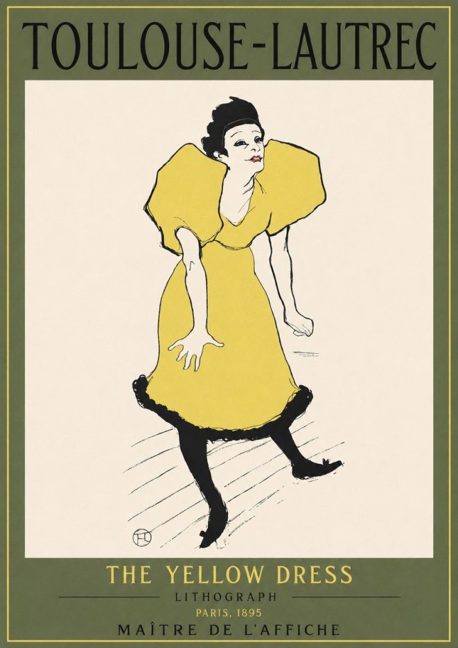 Toulouse-Lautrec The Yellow Dress No2 - Juliste