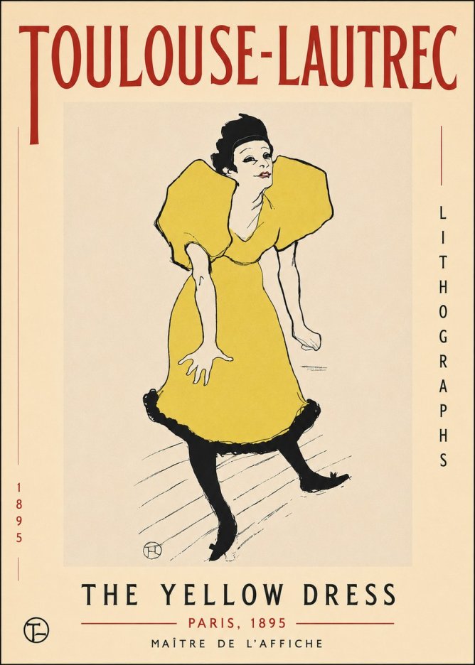 Toulouse-Lautrec The Yellow Dress No3 - Juliste