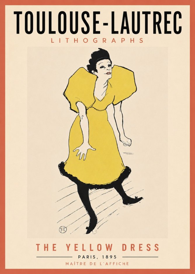 Toulouse-Lautrec The Yellow Dress No6 - Juliste