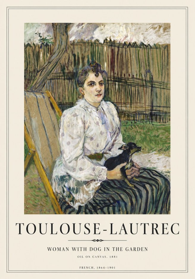 Toulouse-Lautrec Woman with Dog in the Garden No4 - Juliste