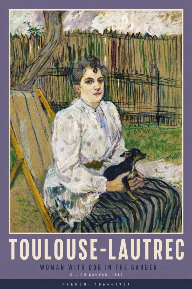 Toulouse-Lautrec Woman with Dog in the Garden No5 - Juliste