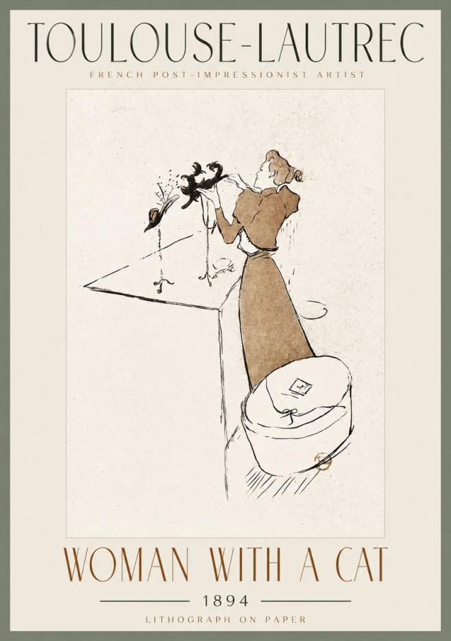 Toulouse-Lautrec Woman with a Cat No2 - Juliste