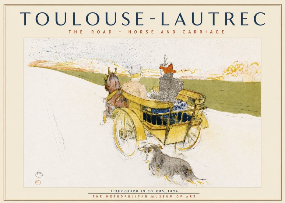 Toulouse-Lautrec The Road - Horse and Carriage No3 - Juliste