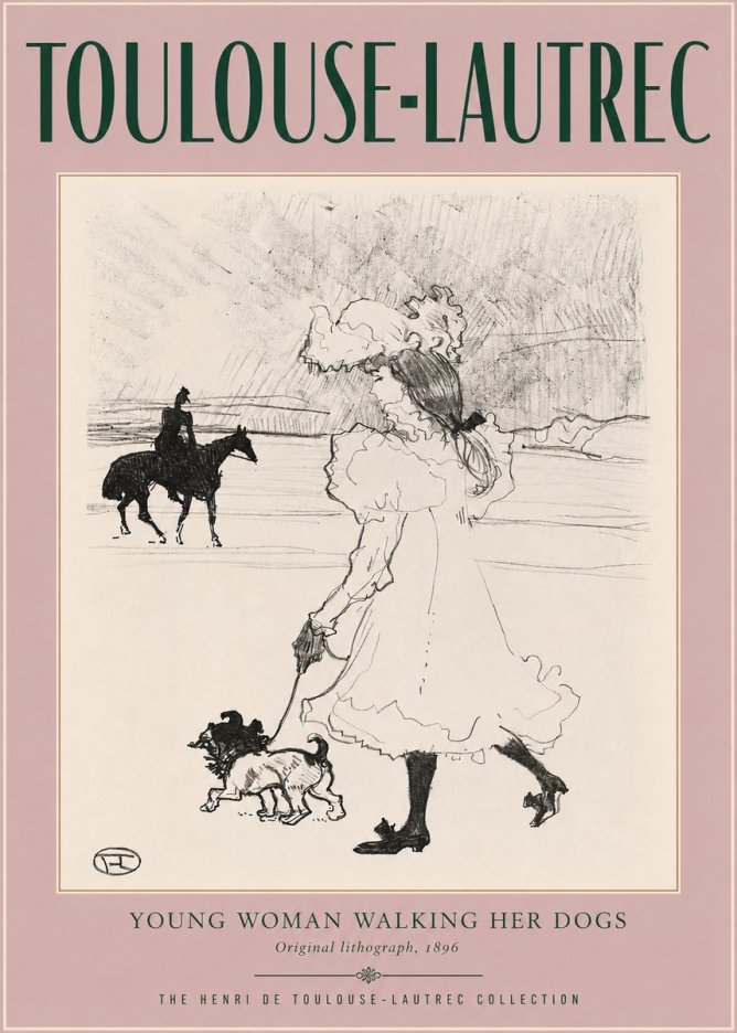 Toulouse-Lautrec Young Woman Walking Her Dogs No2 - Juliste