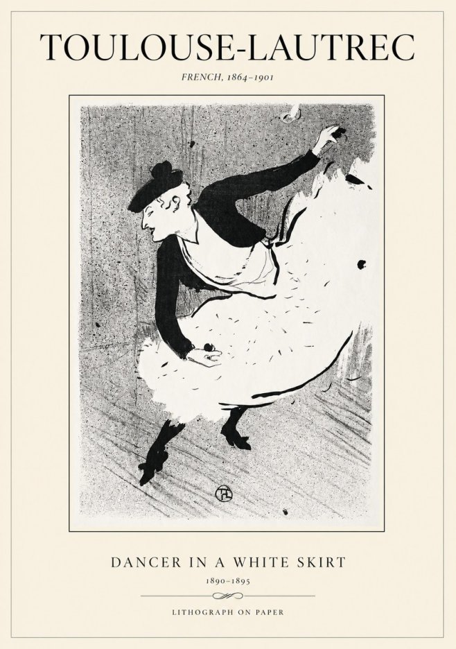 Toulouse-Lautrec Dancer in a White Skirt No1 - Juliste