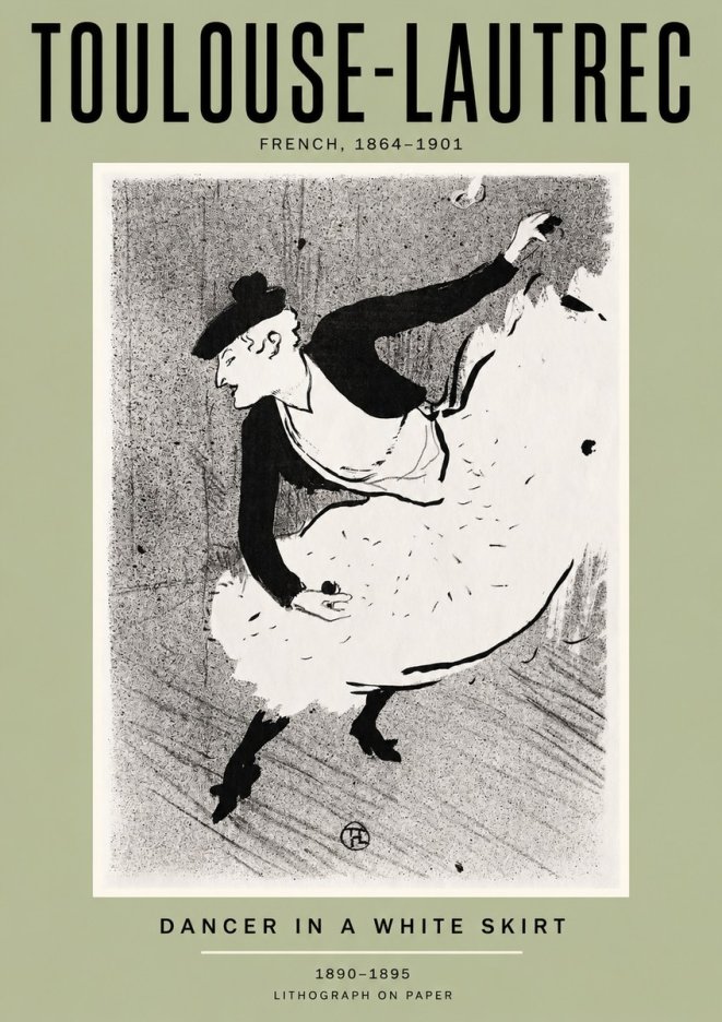 Toulouse-Lautrec Dancer in a White Skirt No2 - Juliste