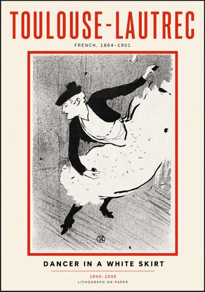 Toulouse-Lautrec Dancer in a White Skirt No3 - Juliste