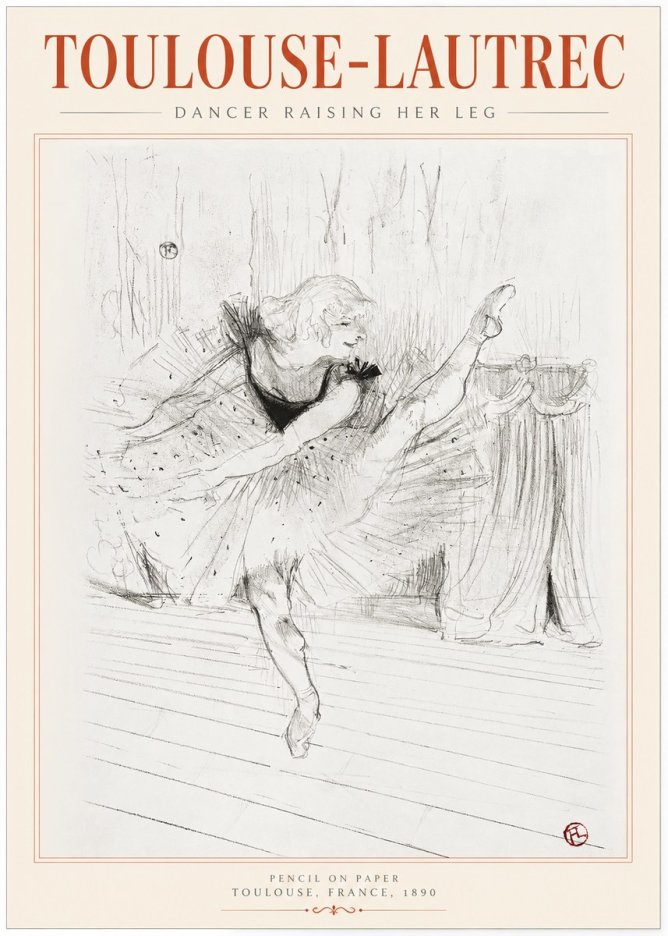 Toulouse-Lautrec Dancer Raising Her Leg No1 - Juliste