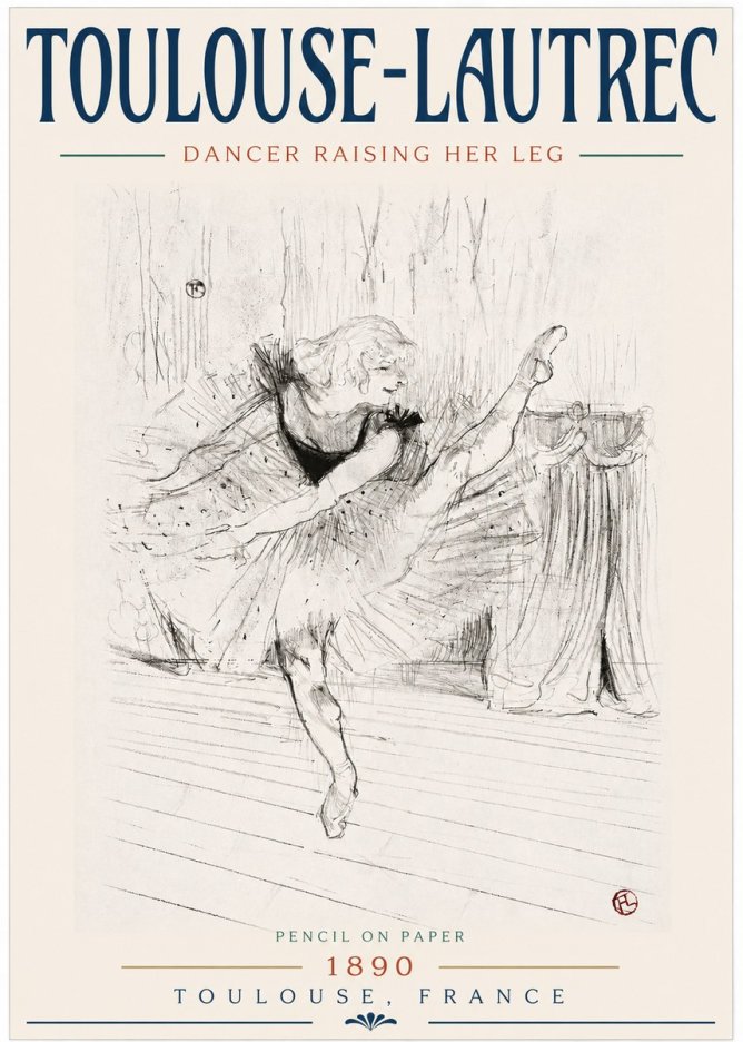 Toulouse-Lautrec Dancer Raising Her Leg No3 - Juliste