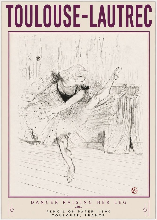 Toulouse-Lautrec Dancer Raising Her Leg No4 - Juliste