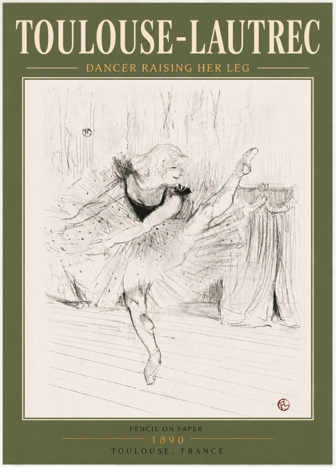 Toulouse-Lautrec Dancer Raising Her Leg No5 - Juliste