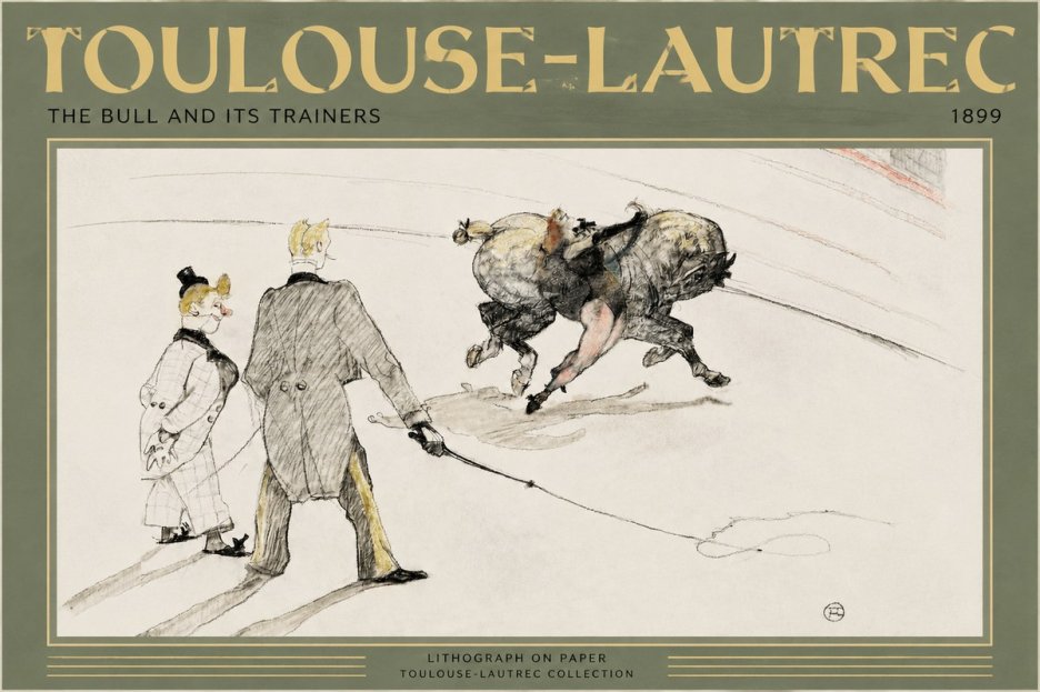 Toulouse-Lautrec The Bull and Its Trainers No2 - Juliste