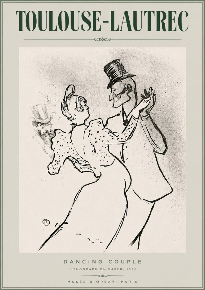 Toulouse-Lautrec Dancing Couple No2 - Juliste