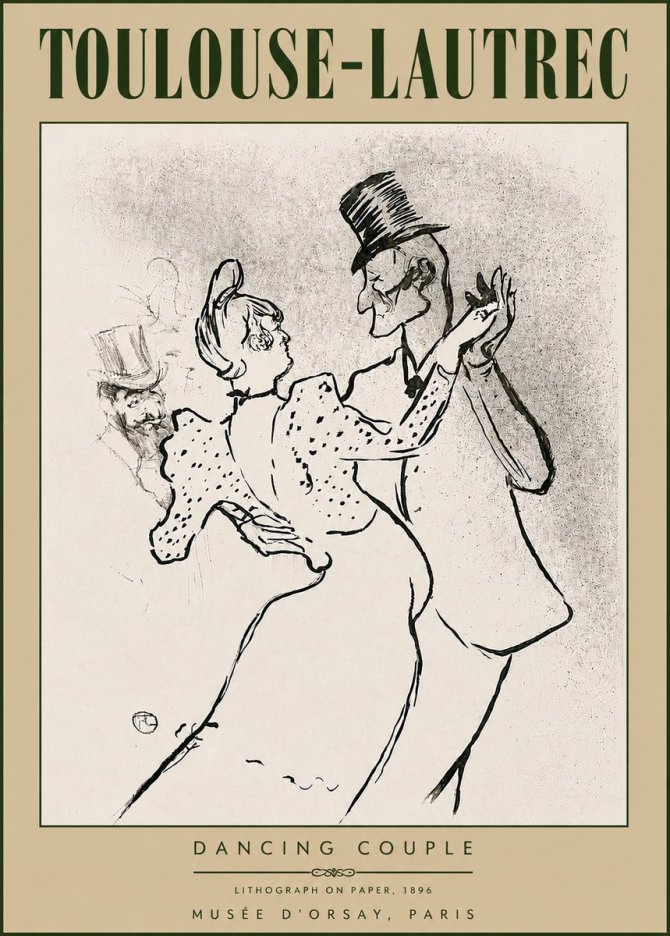 Toulouse-Lautrec Dancing Couple No6 - Juliste