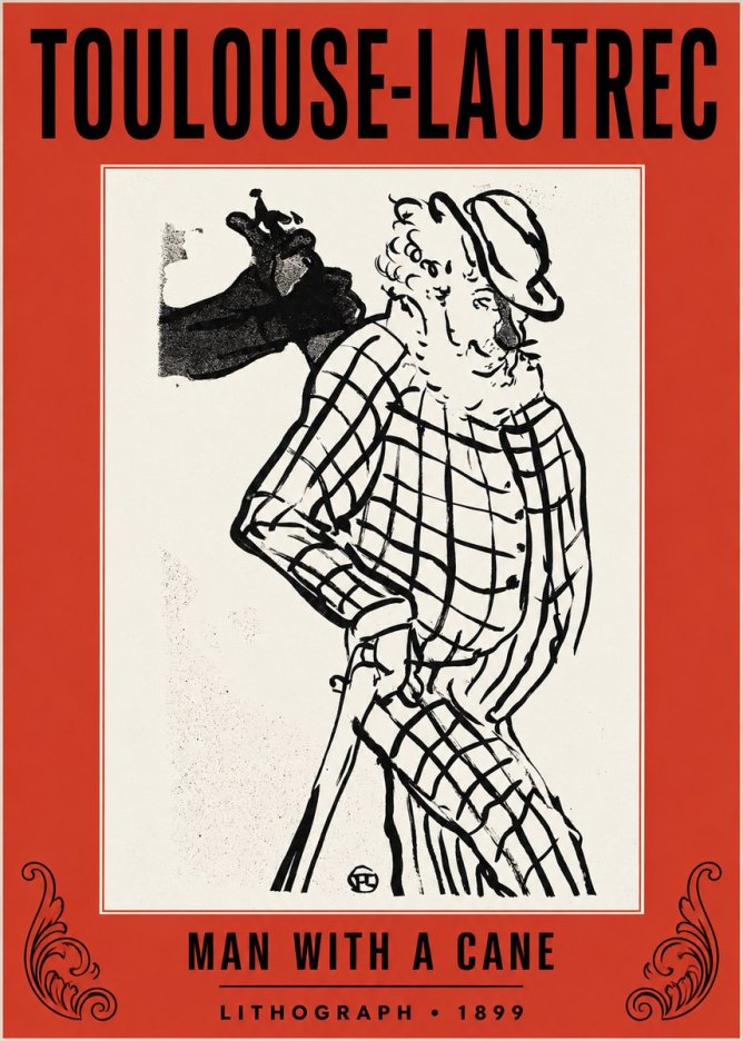 Toulouse-Lautrec Man with a Cane No2 - Juliste