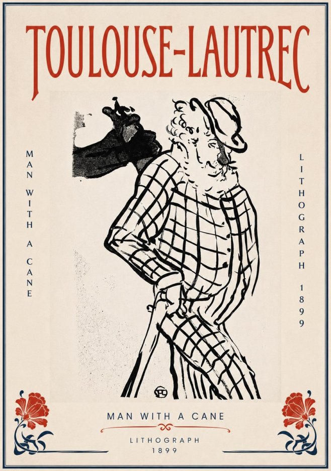 Toulouse-Lautrec Man with a Cane No5 - Juliste