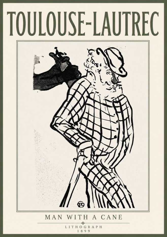 Toulouse-Lautrec Man with a Cane No6 - Juliste