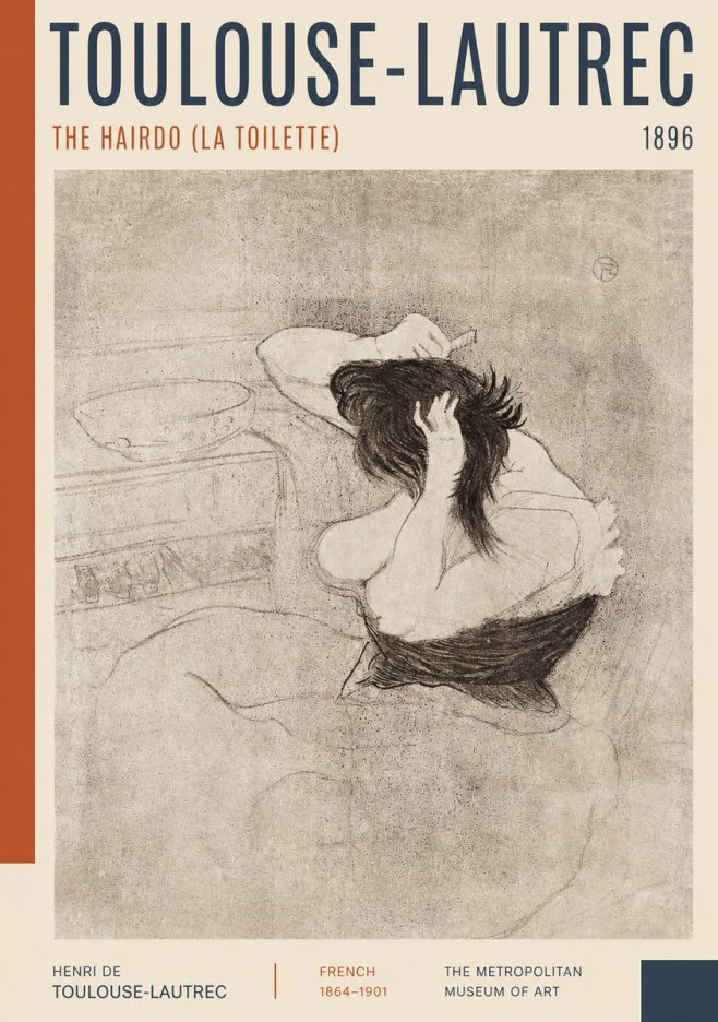 Toulouse-Lautrec The Hairdo (La Toilette) No2 - Juliste