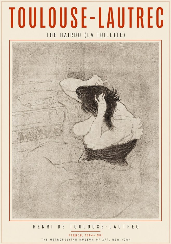 Toulouse-Lautrec The Hairdo (La Toilette) No3 - Juliste