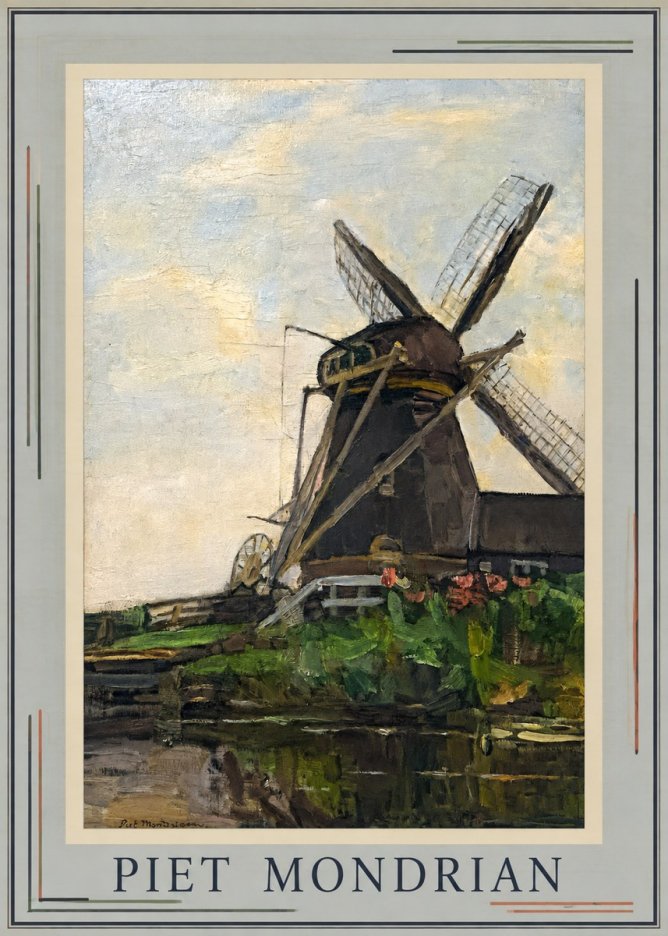 Piet Mondrian Windmill by the Water I No1 - Juliste
