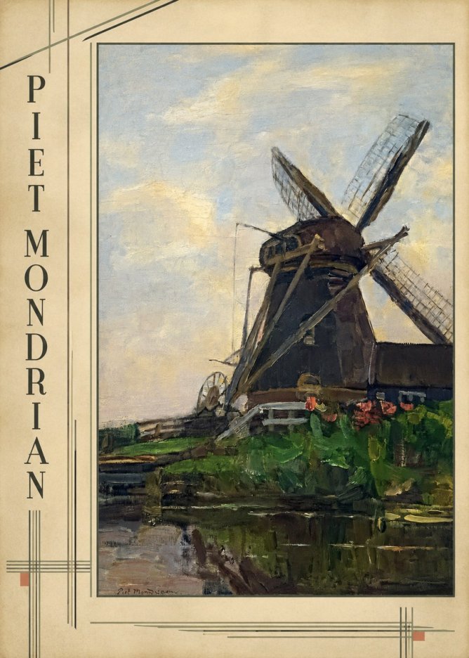 Piet Mondrian Windmill by the Water I No2 - Juliste