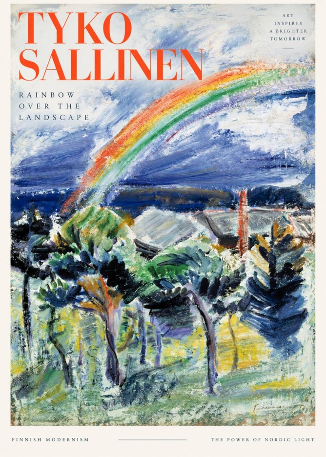Tyko Sallinen Rainbow over the Landscape No3 - Juliste