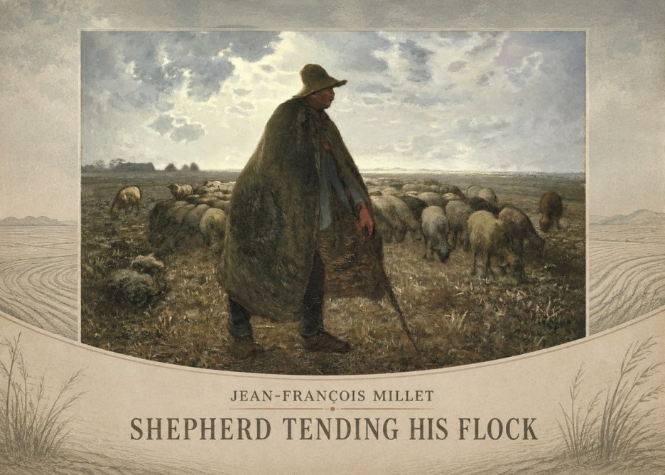 Jean-François Millet Shepherd Tending His Flock No3 - Juliste